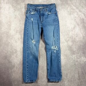 Levis 501 Original Fit Jeans Womens W25 L26 Distressed Medium Wash Button Fly
